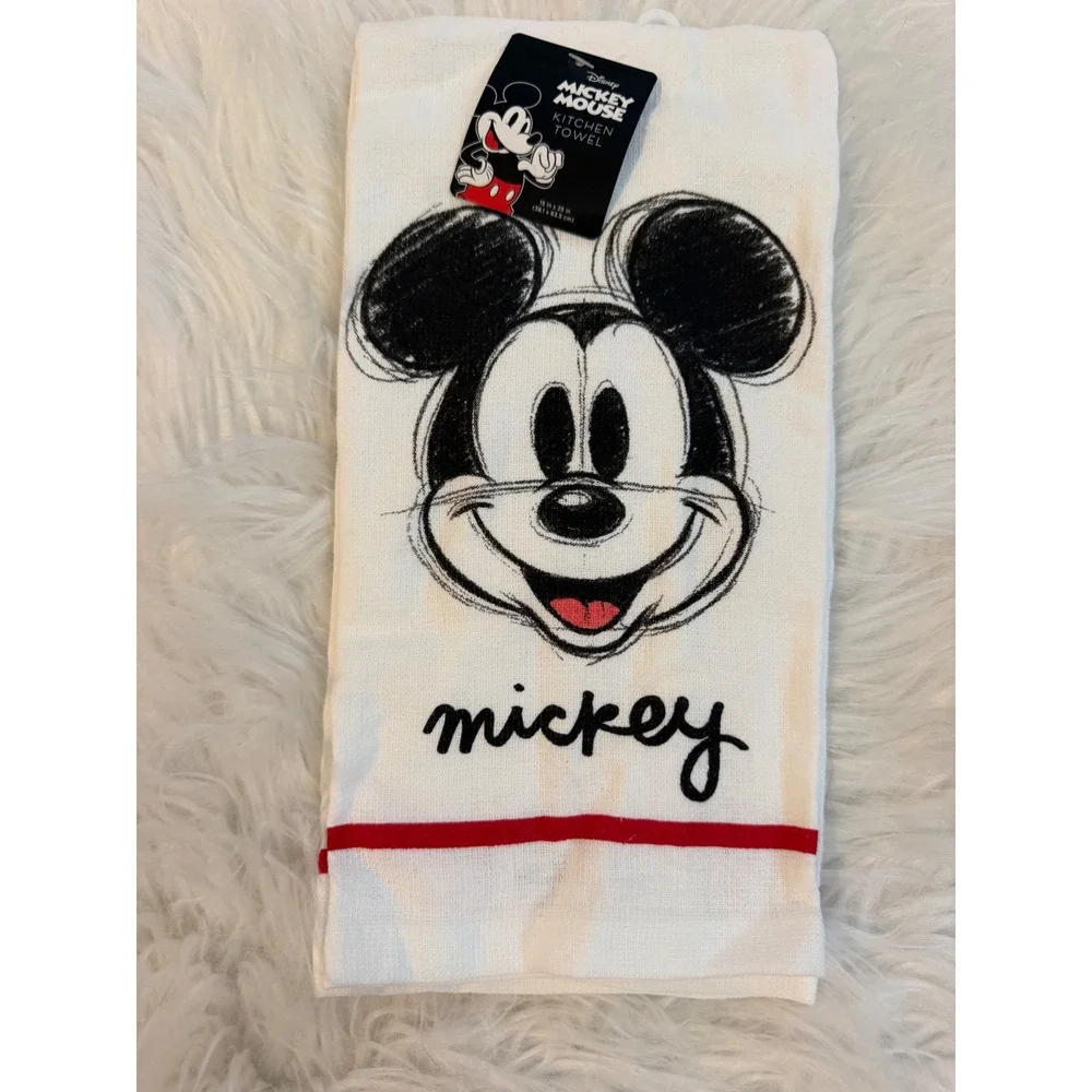 Disney Mickey Mouse 3pc Kitchen Set Towel Oven Mitt Pot Holder Red Grey White